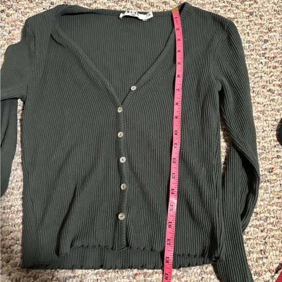 NA-KD Babylock Rib Cardigan in Green- Size XS - Picture 10 of 12